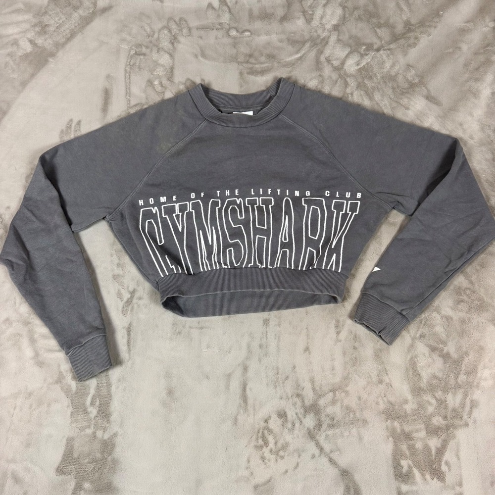 Gymshark Womens Home of the Lifting Club Cropped Sweatshirt Gray XS B6A3M